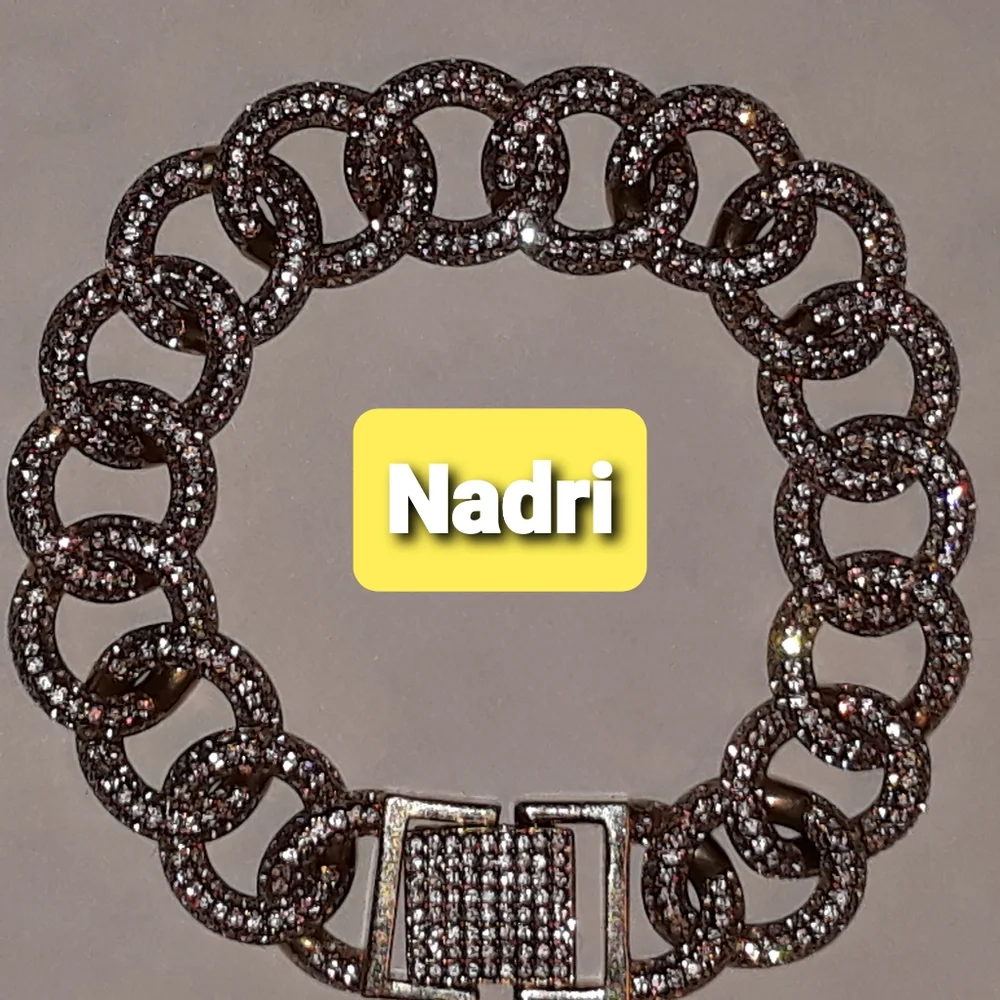 Nadri Bracelet Pave Crystals Authentic 7.5 long. Chunky Links HTF! - Picture 6 of 16